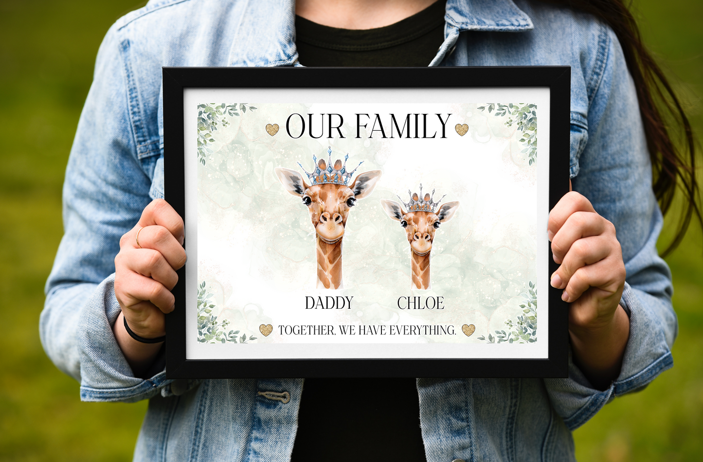 Single parent Giraffe family prints