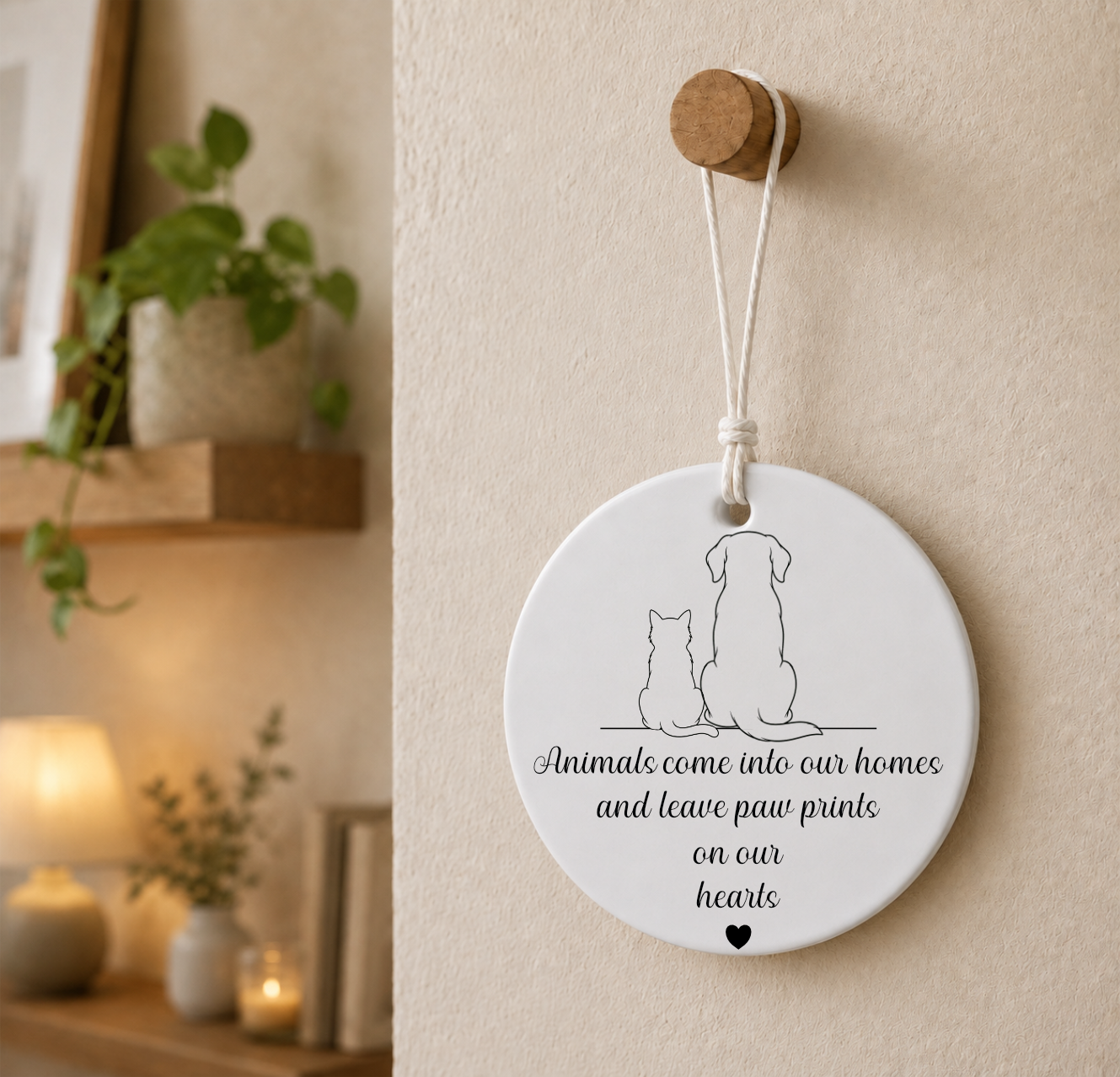 Paw Prints & Friendship 7cm Ceramic Hanging Decorations