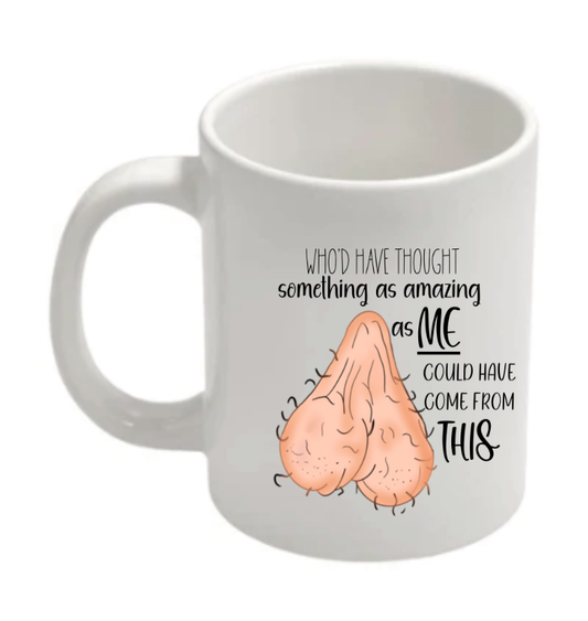 Rude Novelty Mug – Funny Balls Design – Adult Humour Coffee Cup for Men