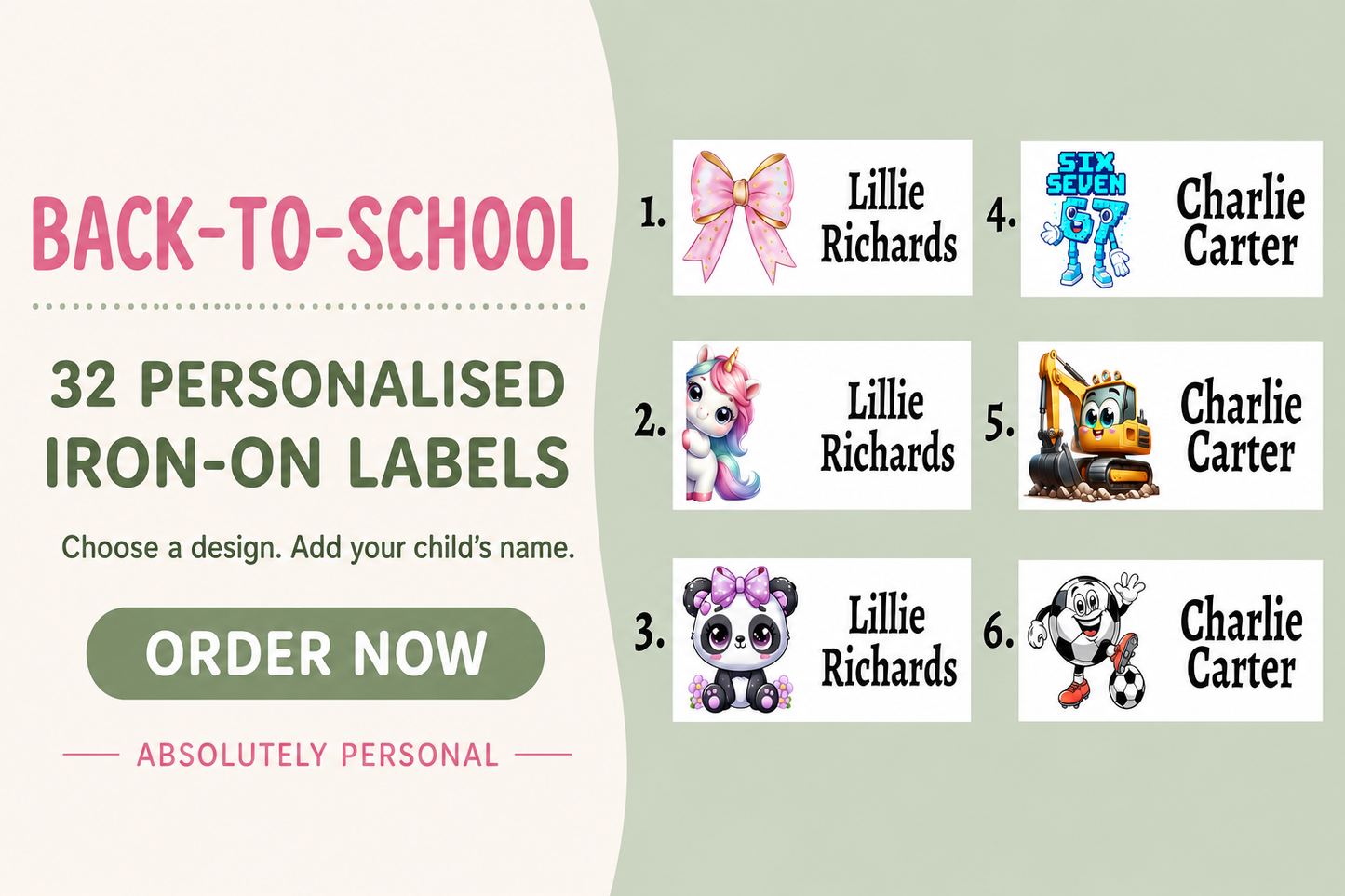 Personalised Uniform labels