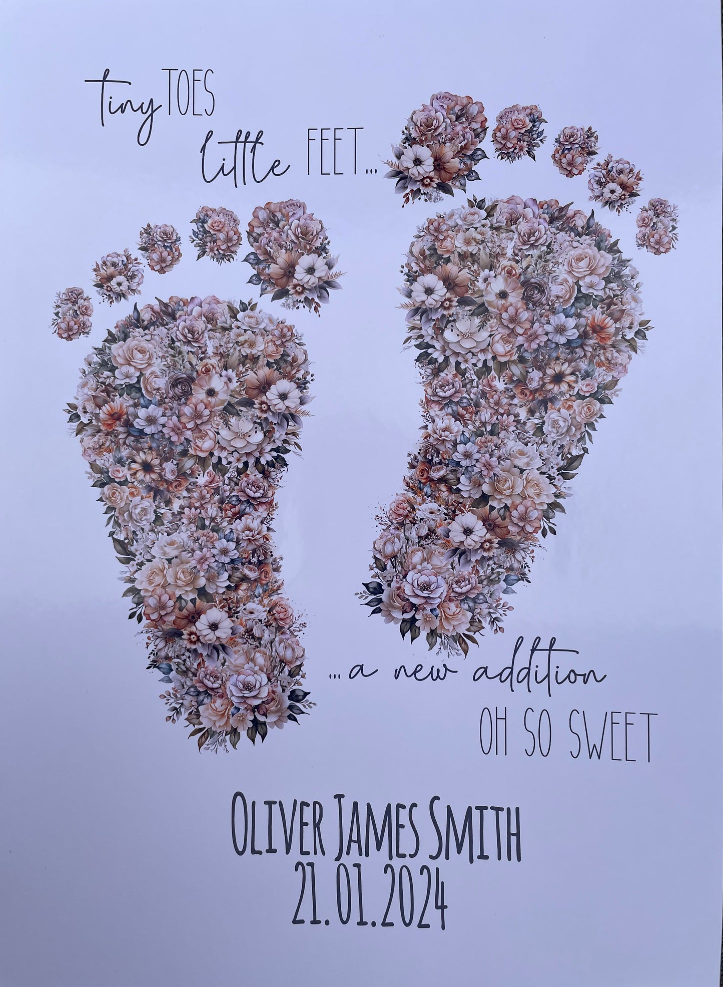 New Baby floral foot prints