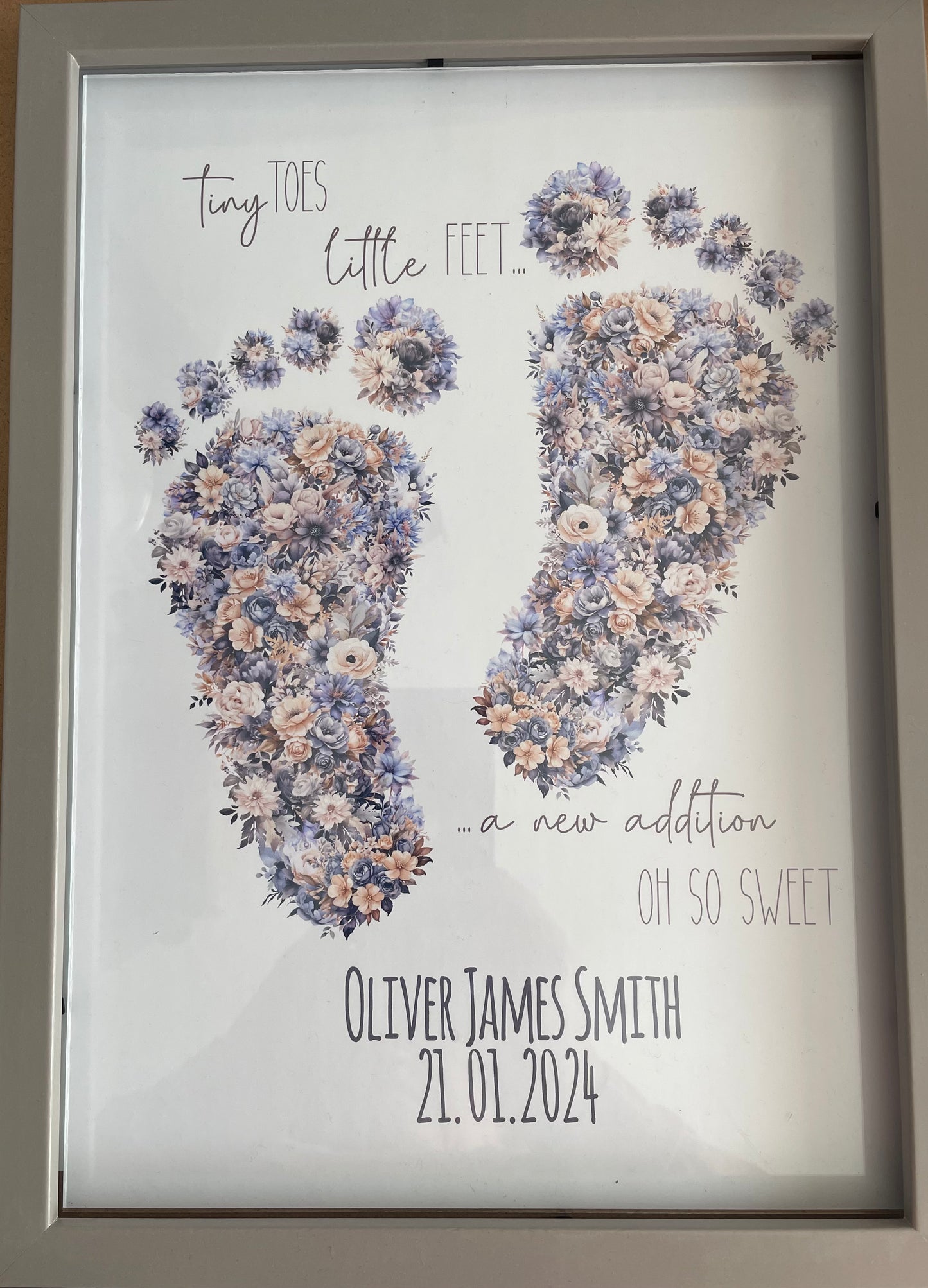 New Baby floral foot prints