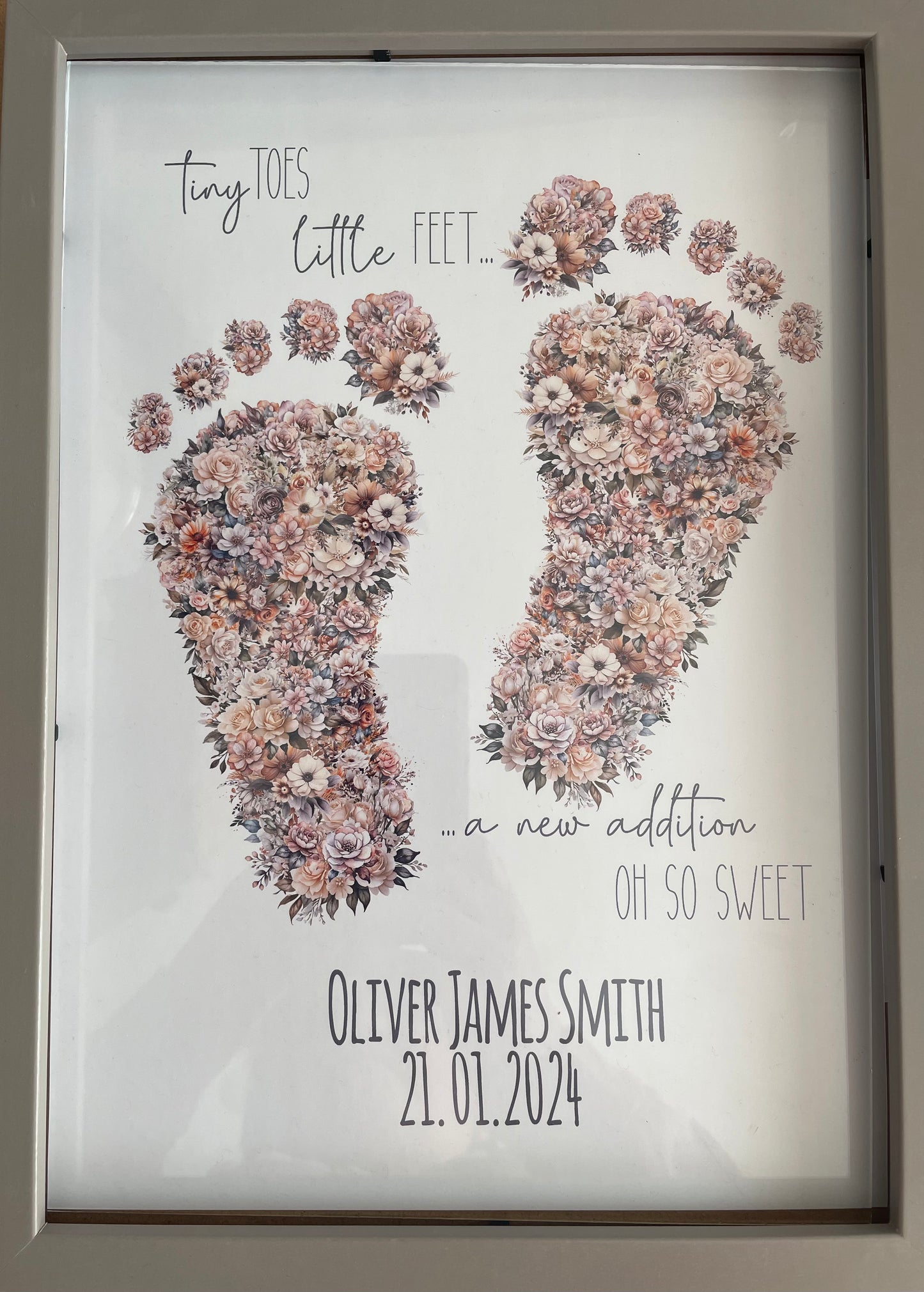 New Baby floral foot prints