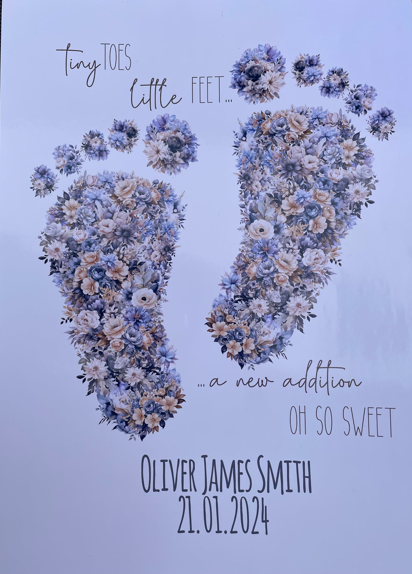 New Baby floral foot prints