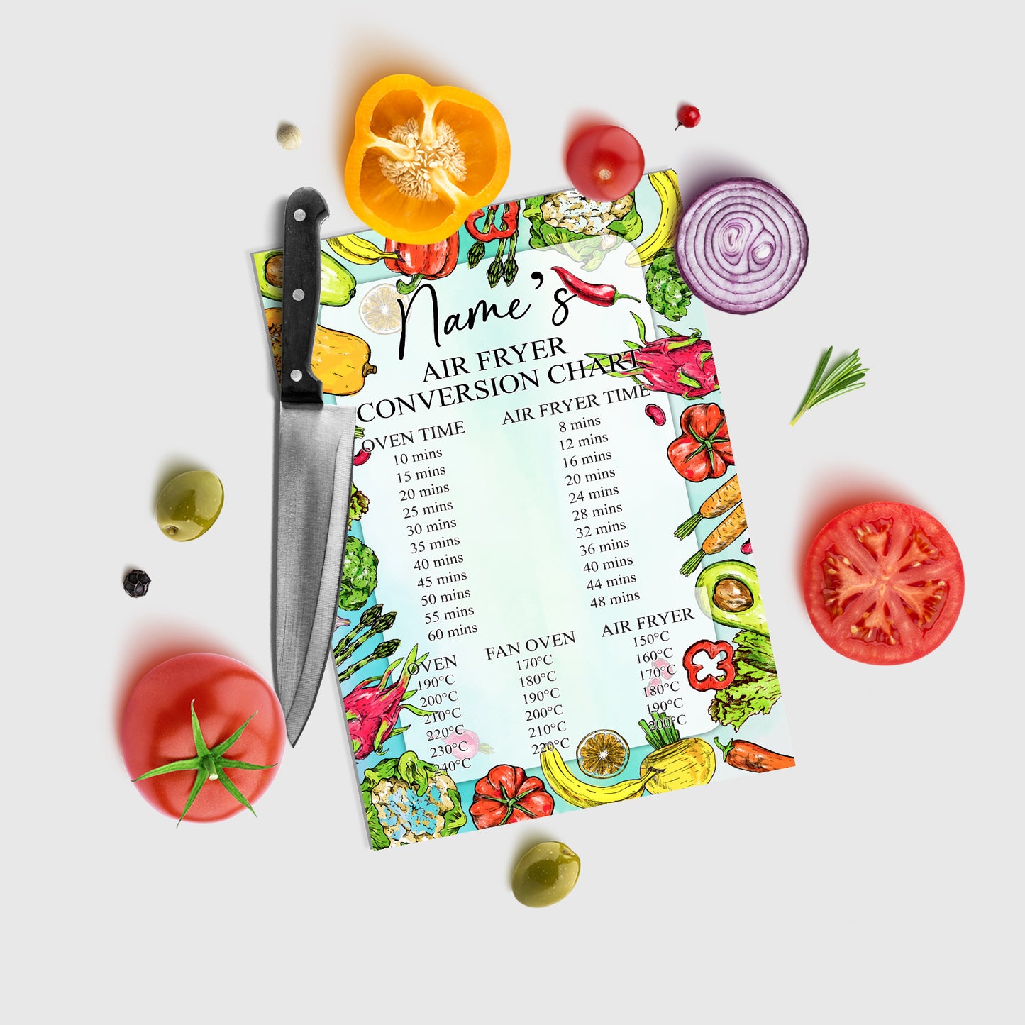 Personalised Air Fryer Conversion Chart