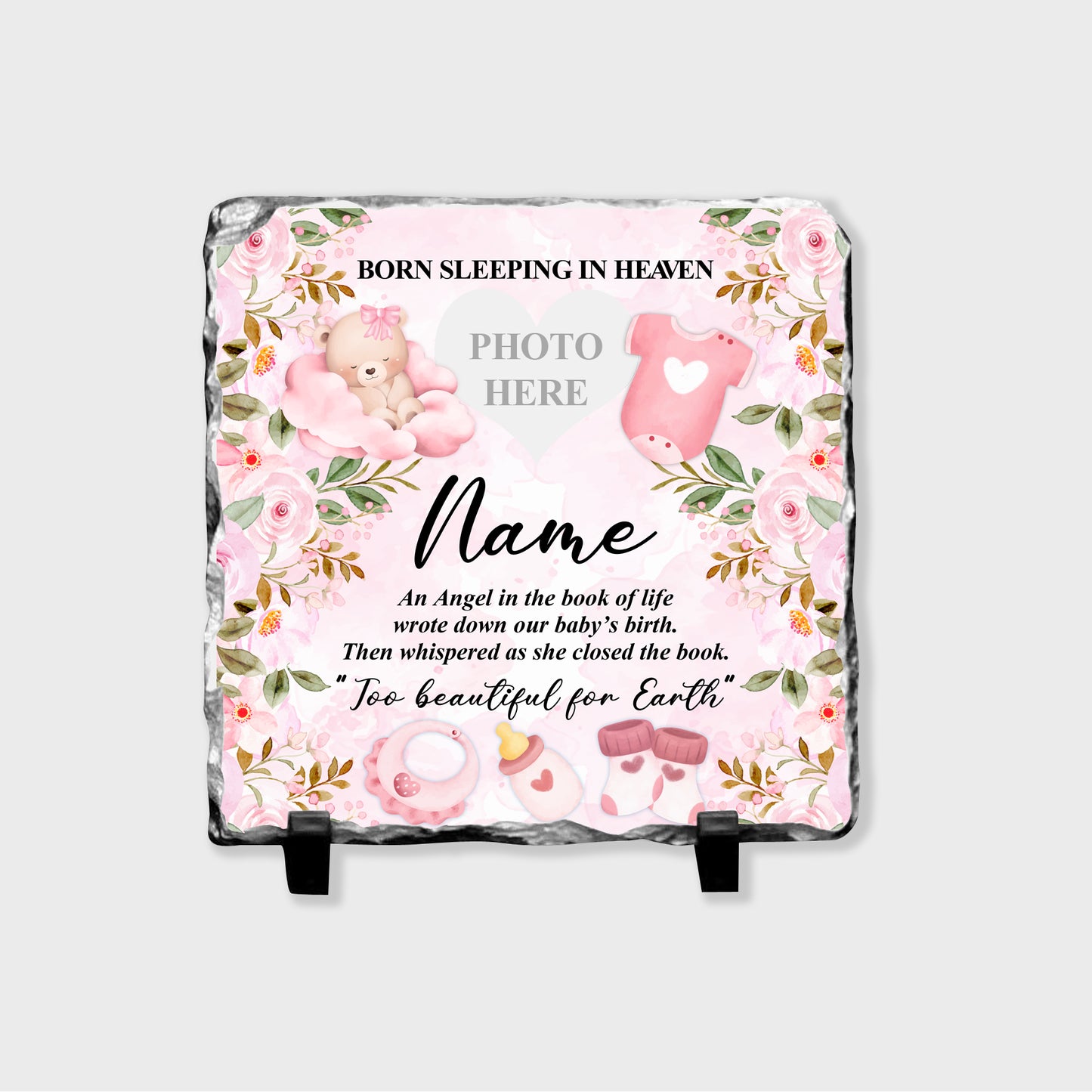 Personalised Baby Memorial Photo Slate