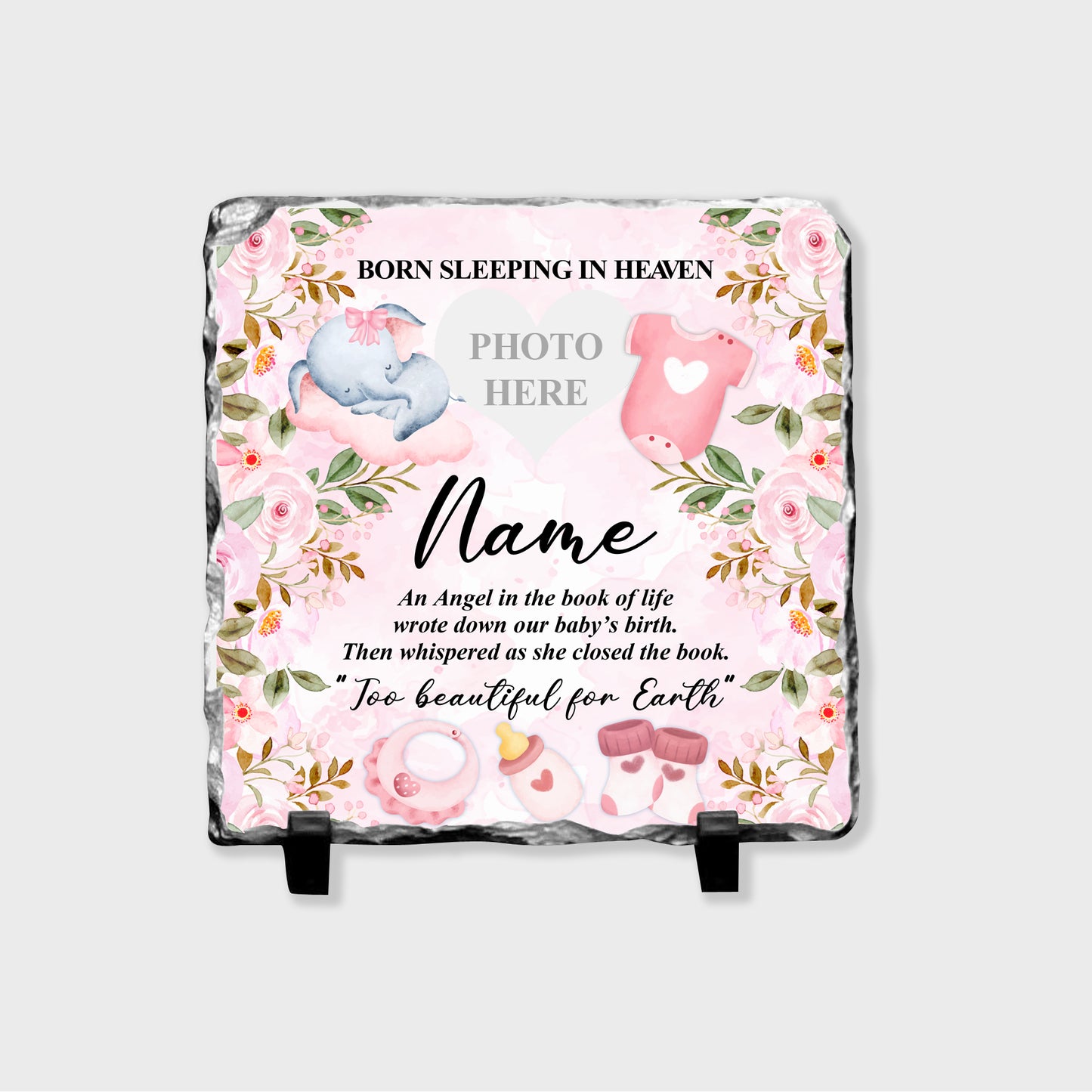 Personalised Baby Memorial Photo Slate