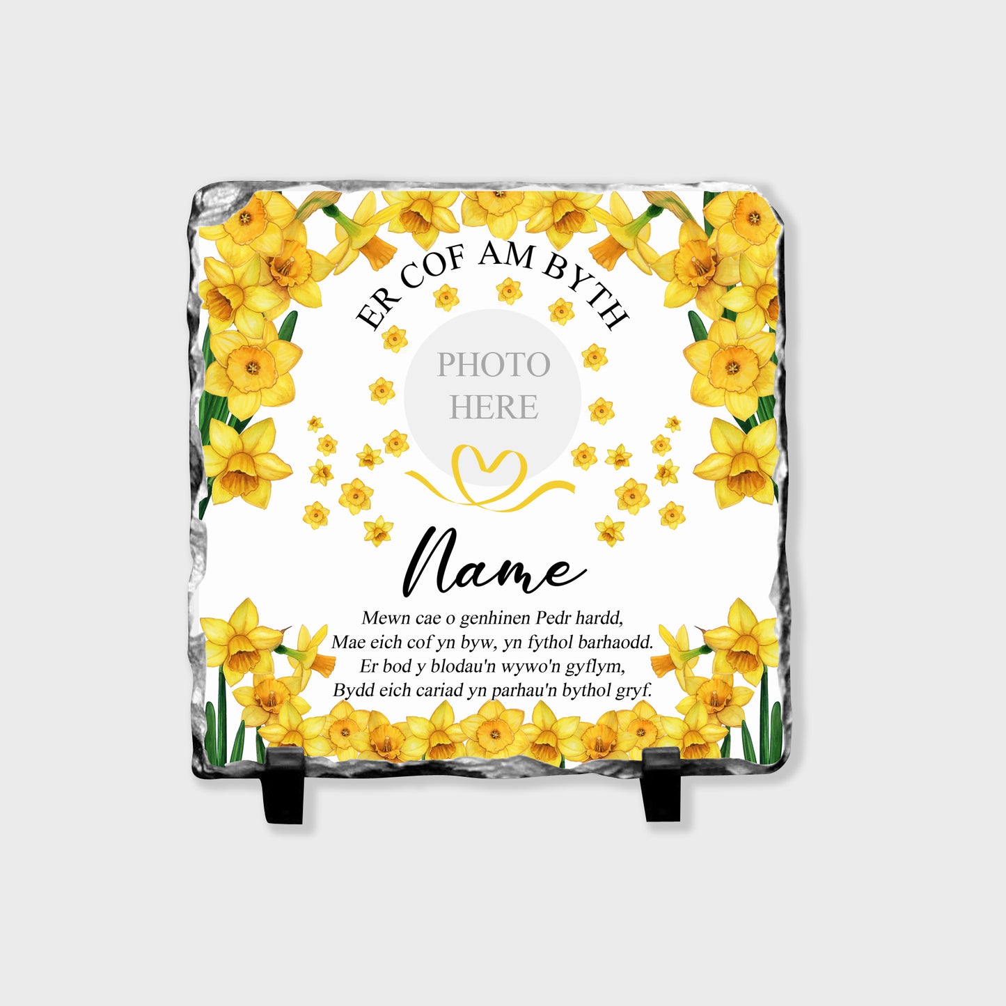 Personalised Welsh Memorial Photo Slate