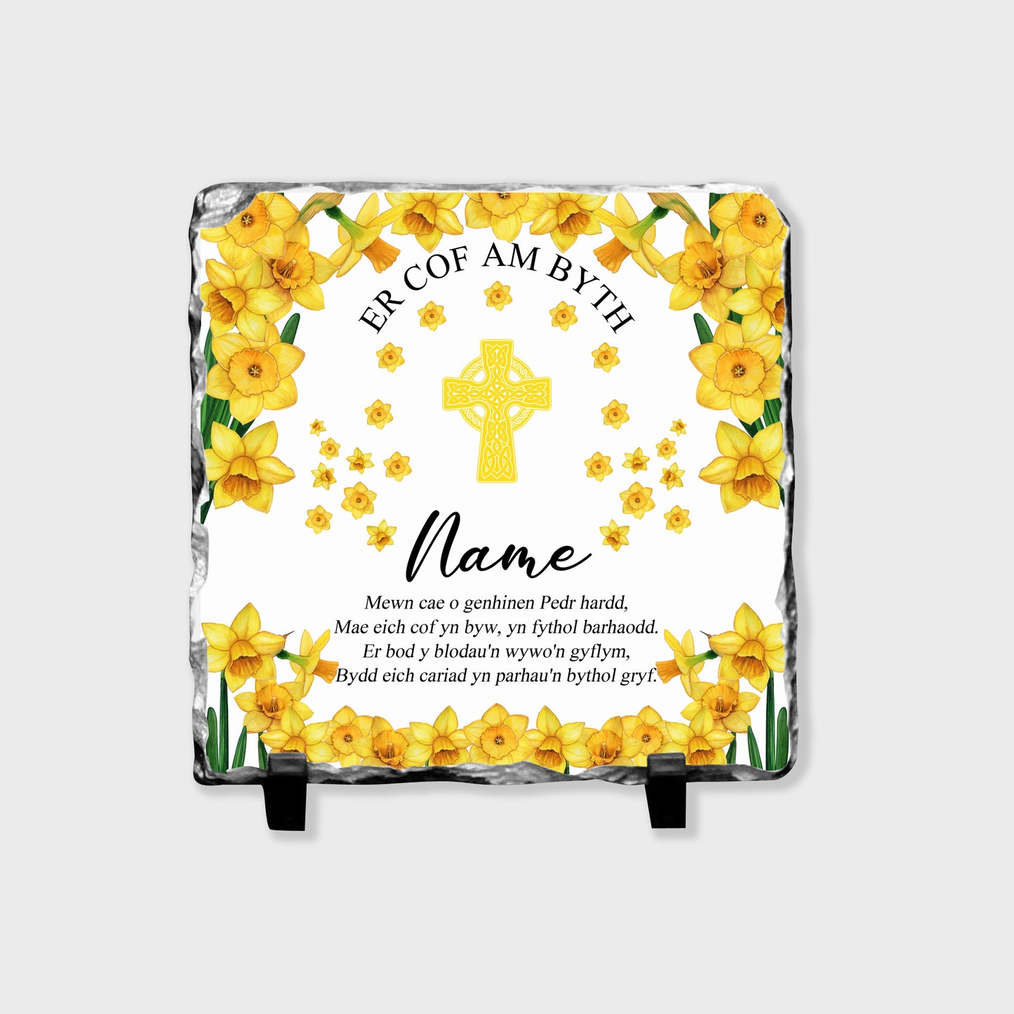 Personalised Welsh Memorial Photo Slate