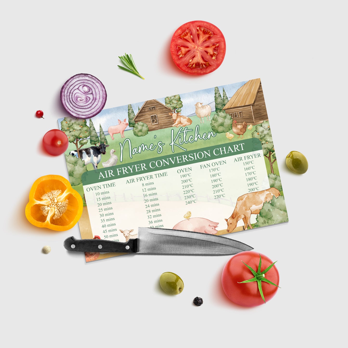 Personalised Air Fryer Conversion Chart