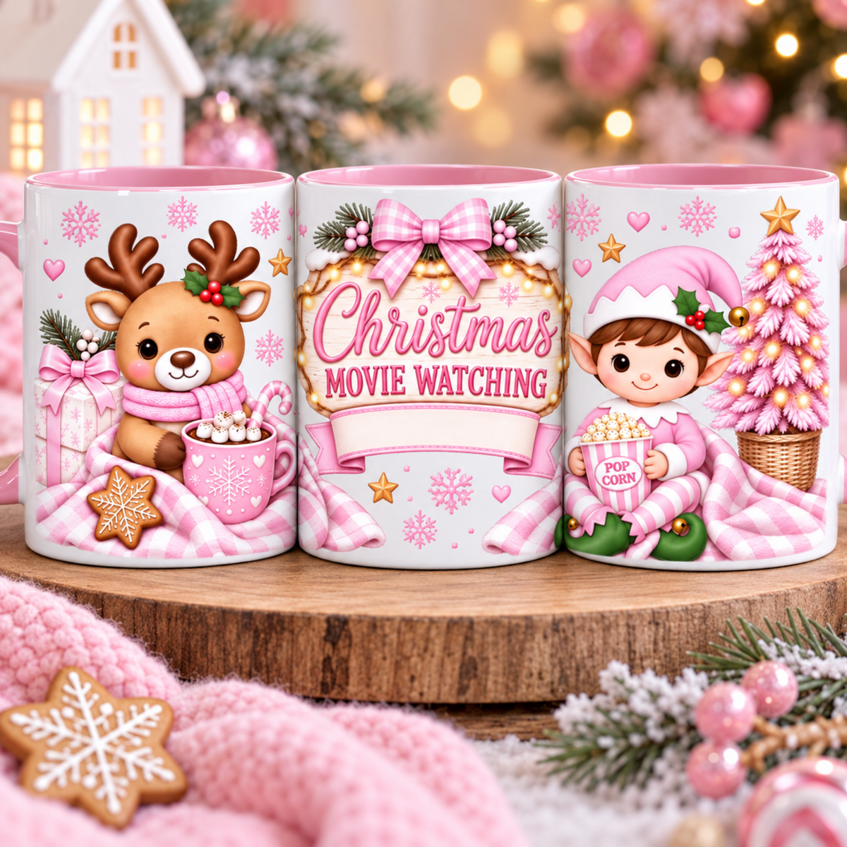Christmas Movie Watching Pink – Boy 11oz ceramic mug