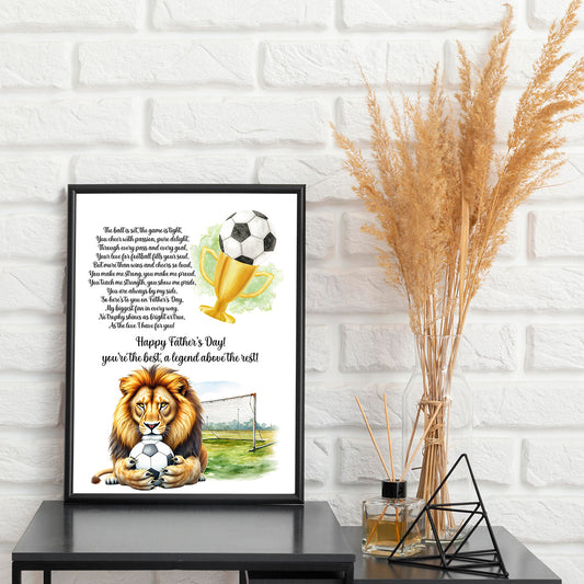 Personalised Father's Day Sports Lion Print