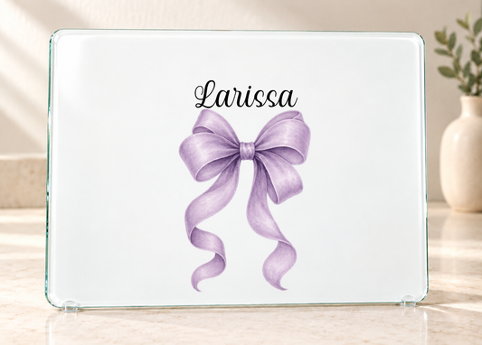 Personalised Bow Glass Dressing Table Protector