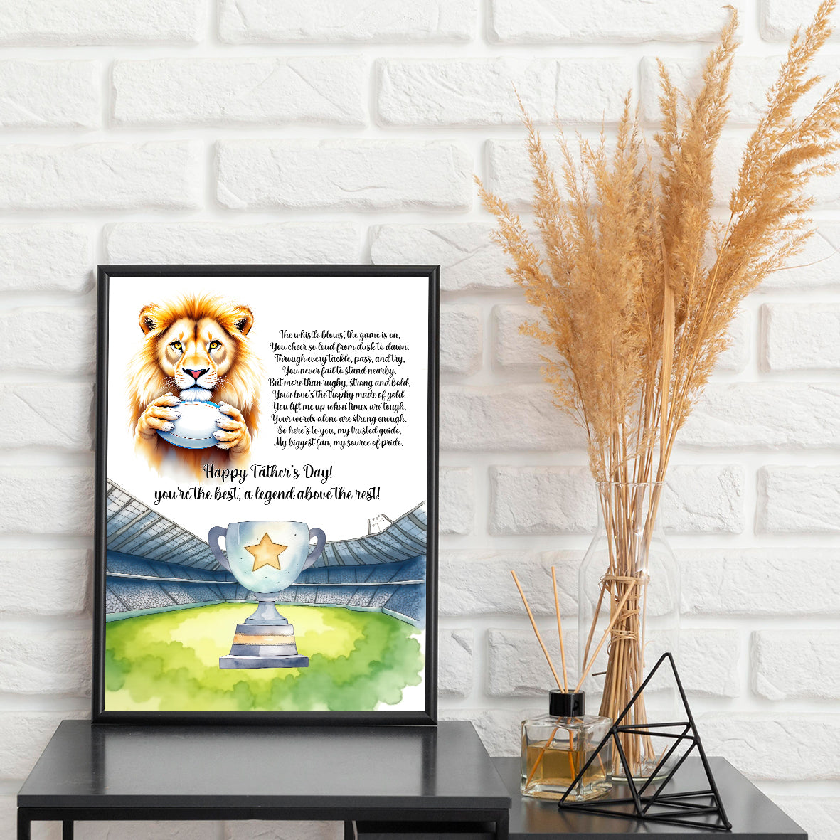 Personalised Father's Day Sports Lion Print