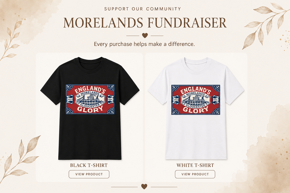 Morelands Fundraiser England's Glory black and white T-shirts