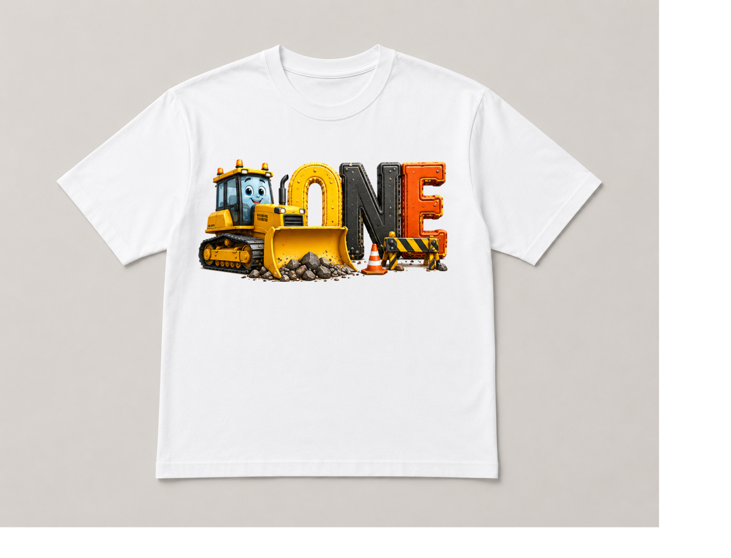Construction-themed first birthday T shirt
