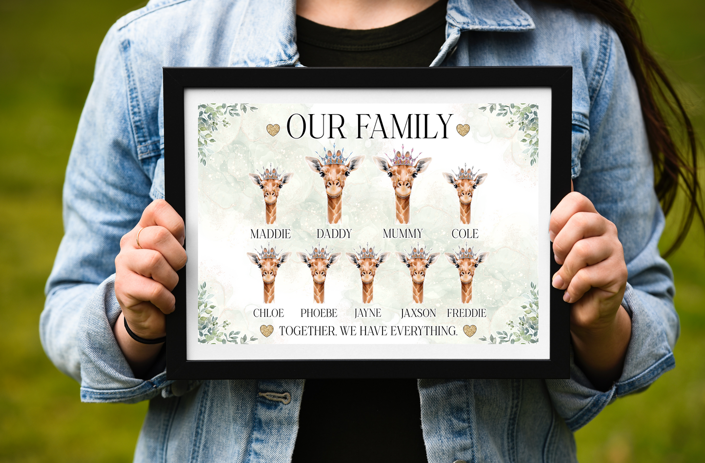 Giraffe family prints