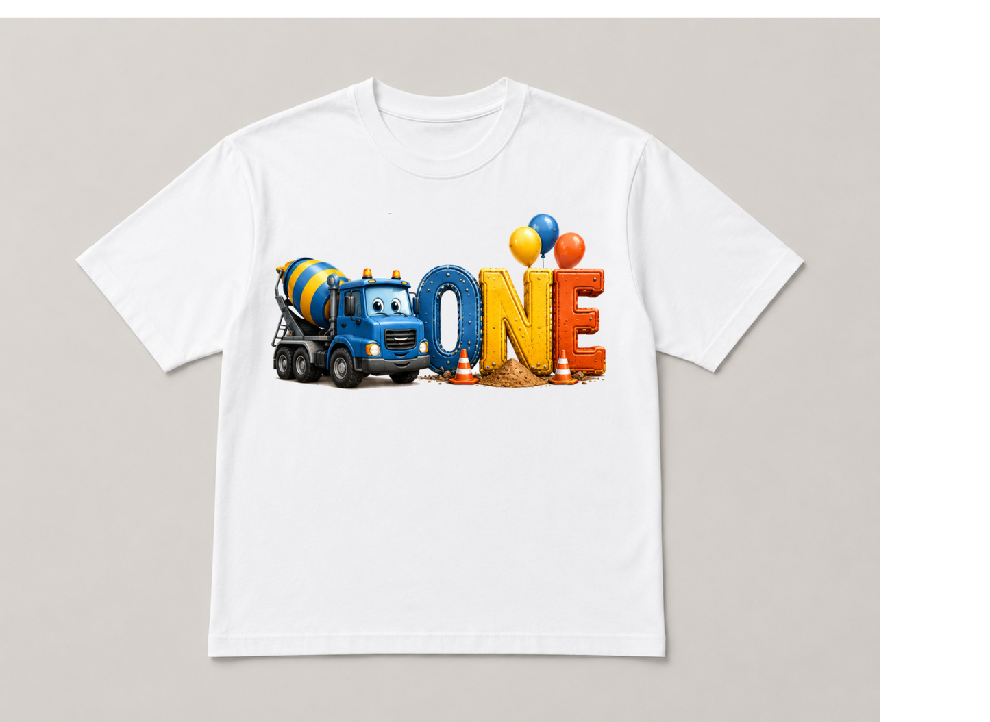 Construction-themed first birthday T shirt