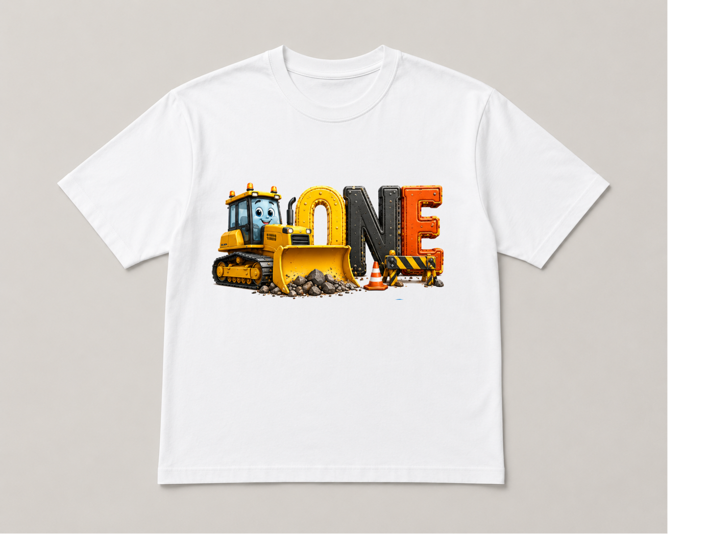 Construction-themed first birthday T shirt