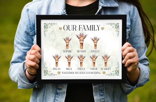 Single parent Giraffe family prints