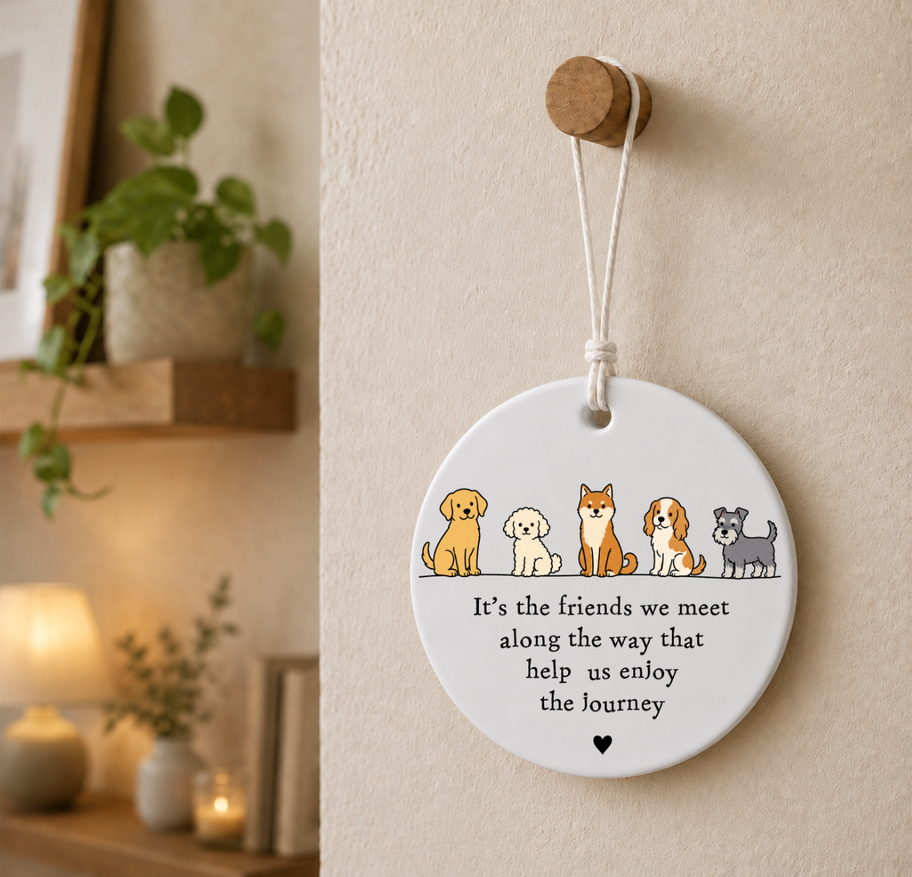 Paw Prints & Friendship 7cm Ceramic Hanging Decorations