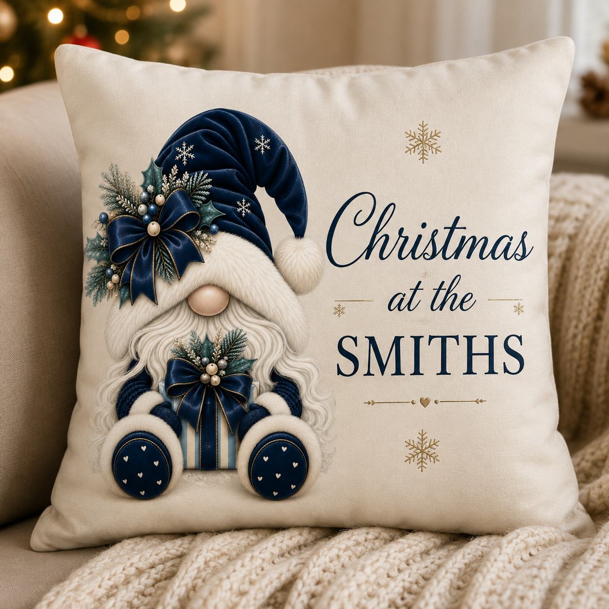 Personalised Christmas Gonk Cushion – Christmas at the [Family Name]