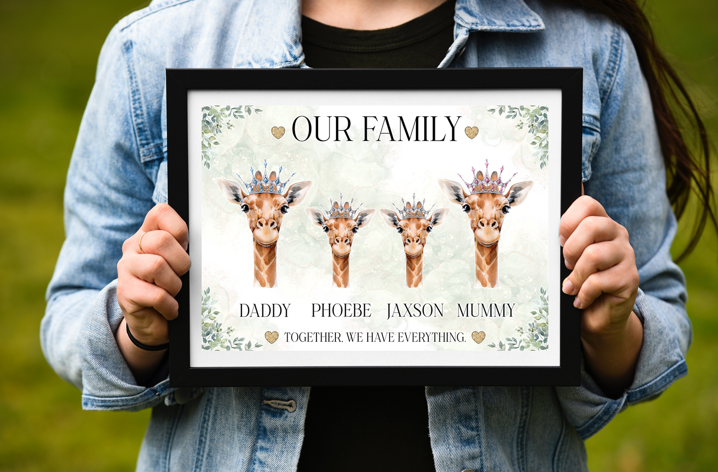 Giraffe family prints