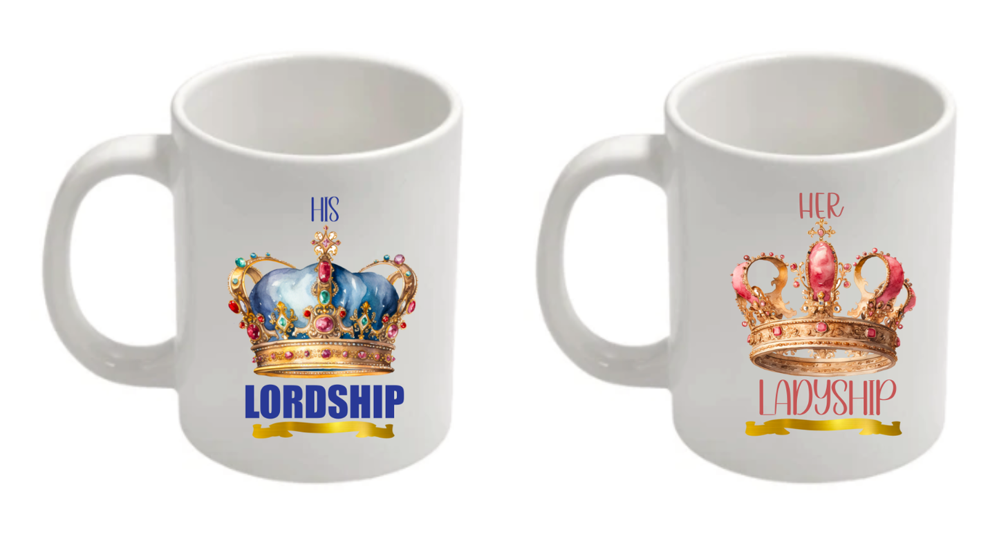 His Lordship & Her Ladyship Mug Set – Royal Matching Coffee Cups for Couples