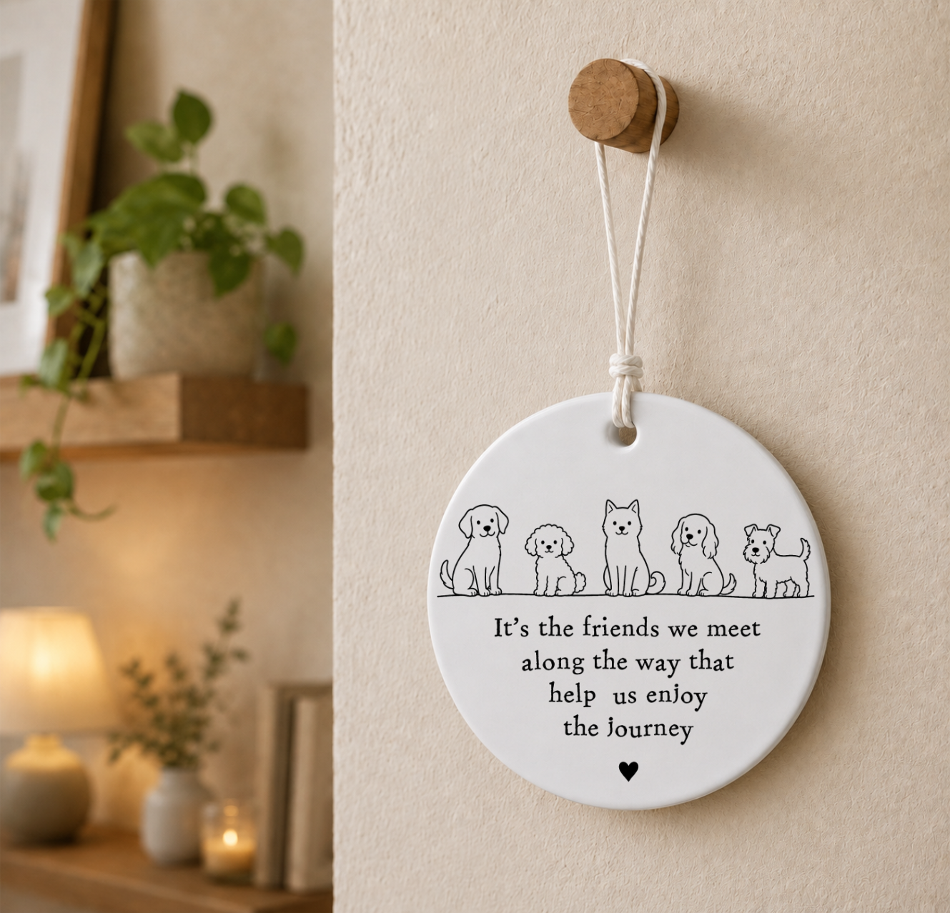 Paw Prints & Friendship 7cm Ceramic Hanging Decorations
