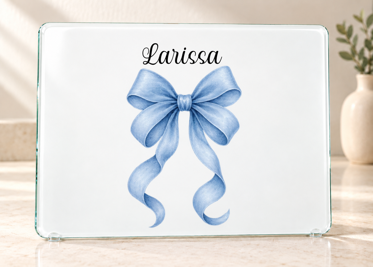 Personalised Bow Glass Dressing Table Protector