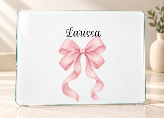 Personalised Bow Glass Dressing Table Protector