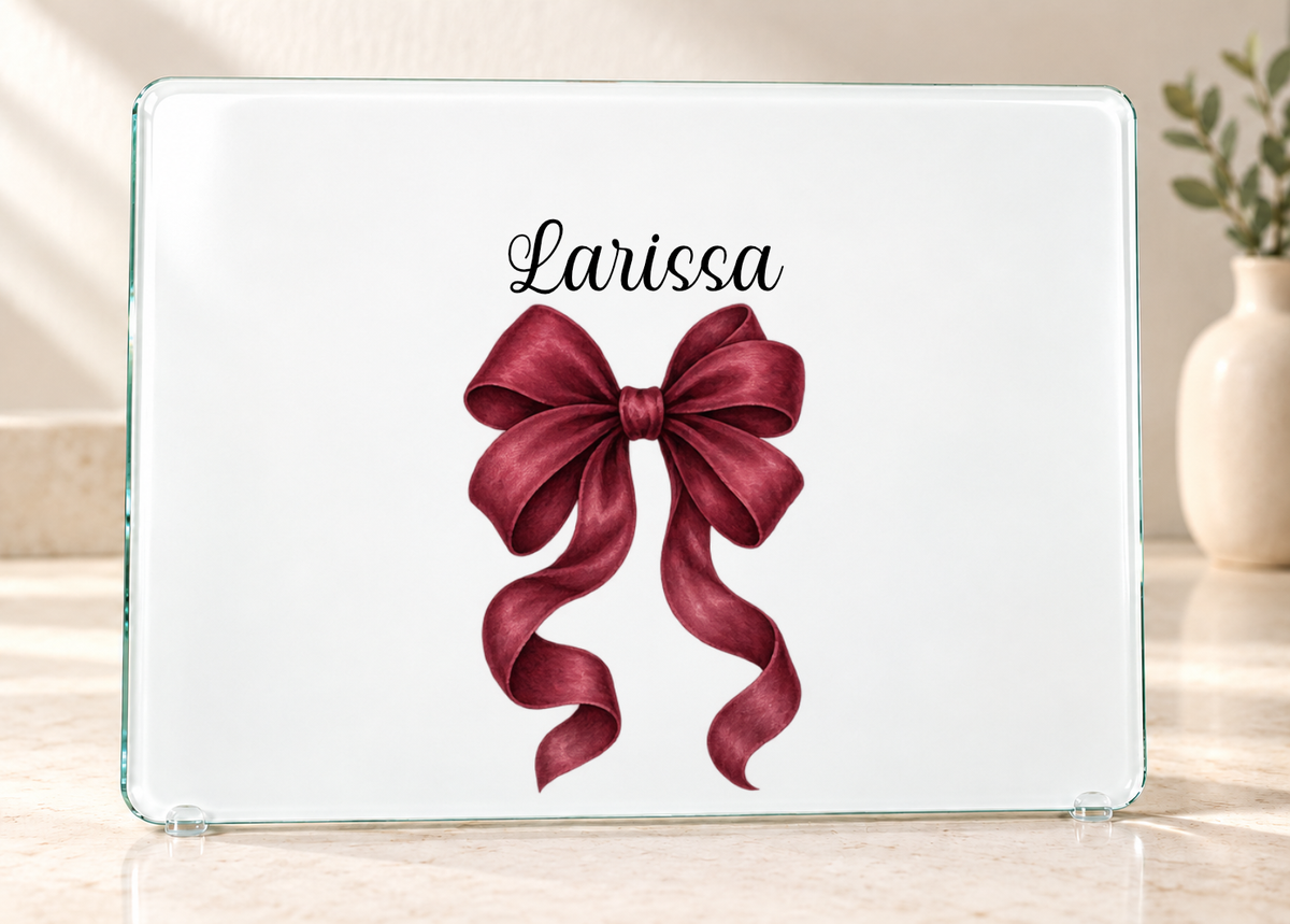 Personalised Bow Glass Dressing Table Protector