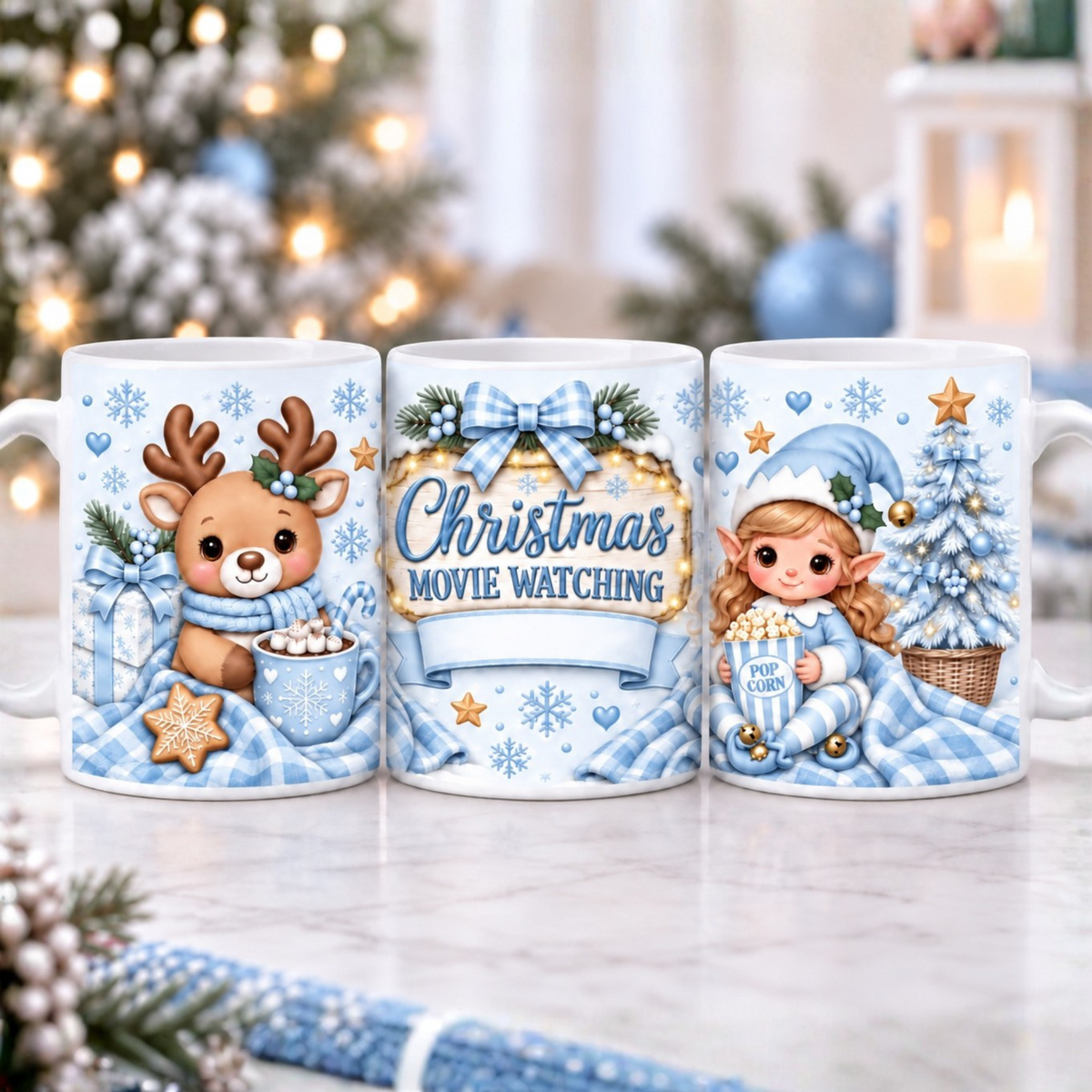 Christmas Movie Watching Blue – Girl 11oz ceramic mug