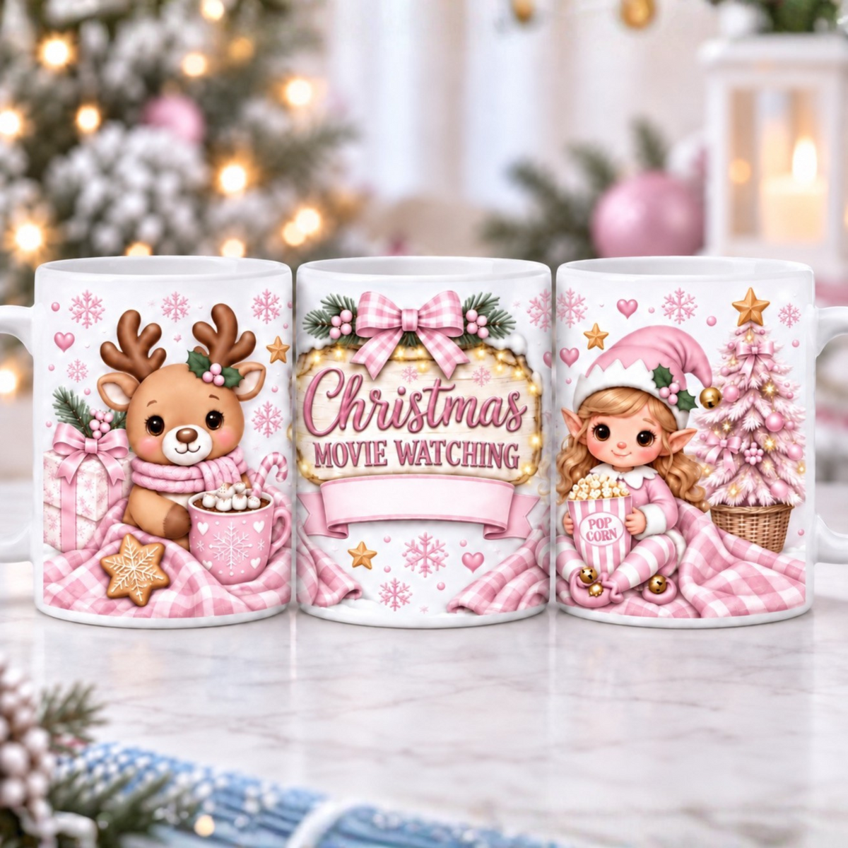 Christmas Movie Watching Pink – Girl 11oz ceramic mug