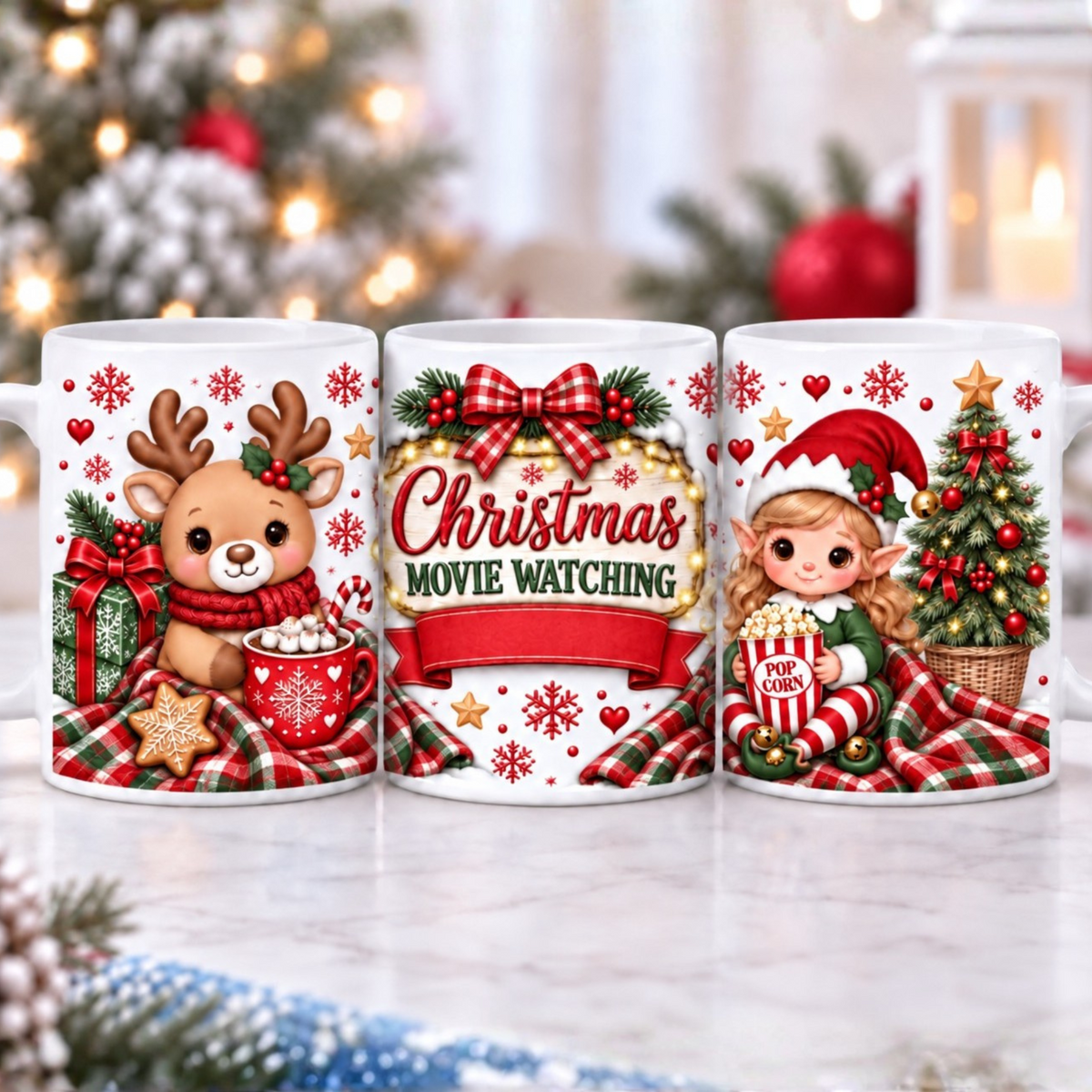 Christmas Movie Watching Traditional Red – Girl 11oz ceramic mug