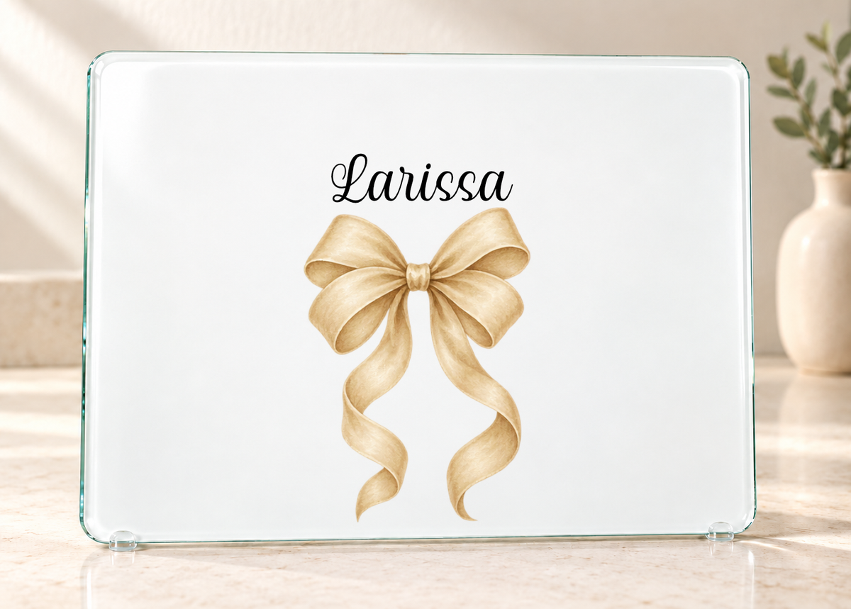 Personalised Bow Glass Dressing Table Protector