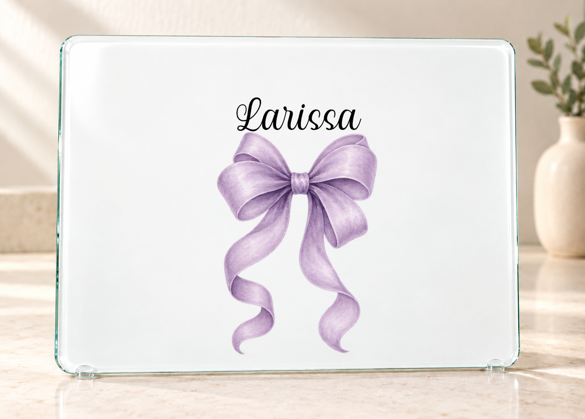 Personalised Bow Glass Dressing Table Protector