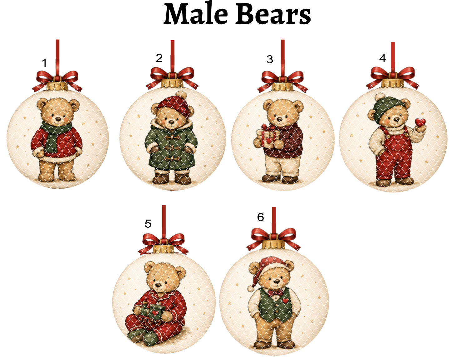 Personalised Christmas Family Bear Print