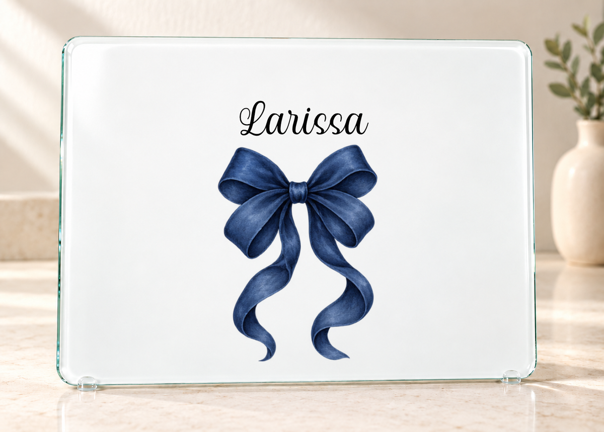 Personalised Bow Glass Dressing Table Protector