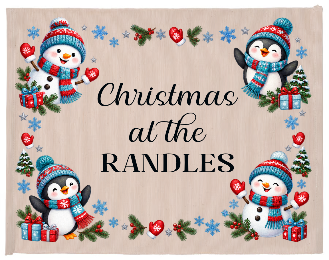 Personalised cotton Christmas dinner mat – Penguins design